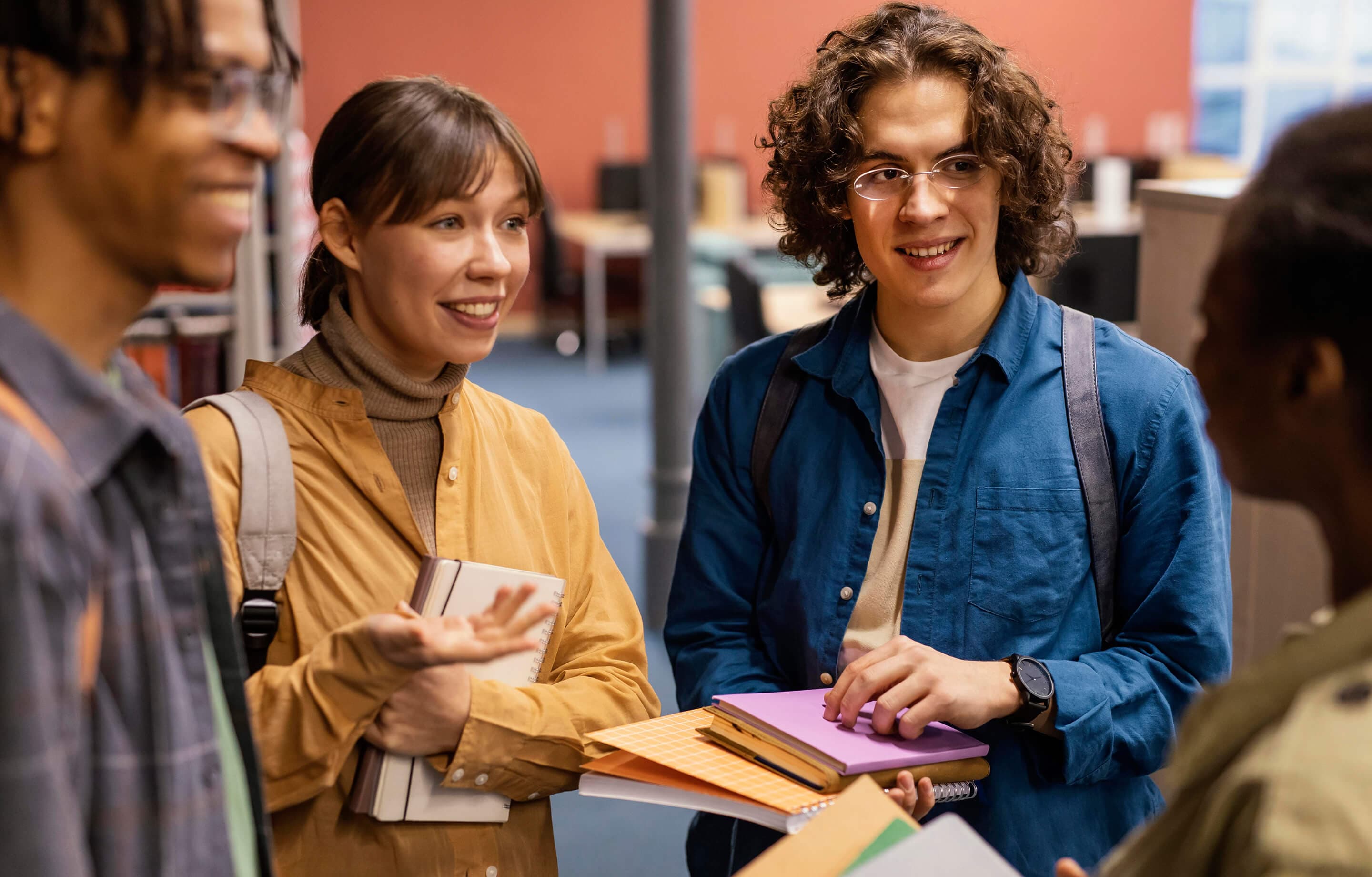 students in a library